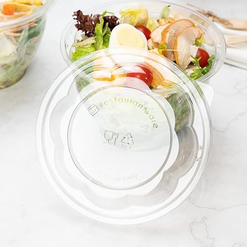 Miniatura 3 de Restaurantware Solo tapas tapas Thermo Tek para ensaladeras desechables de 24  32  48 onzas, 50 tapas redondas para cuencos de delicatessen  Los