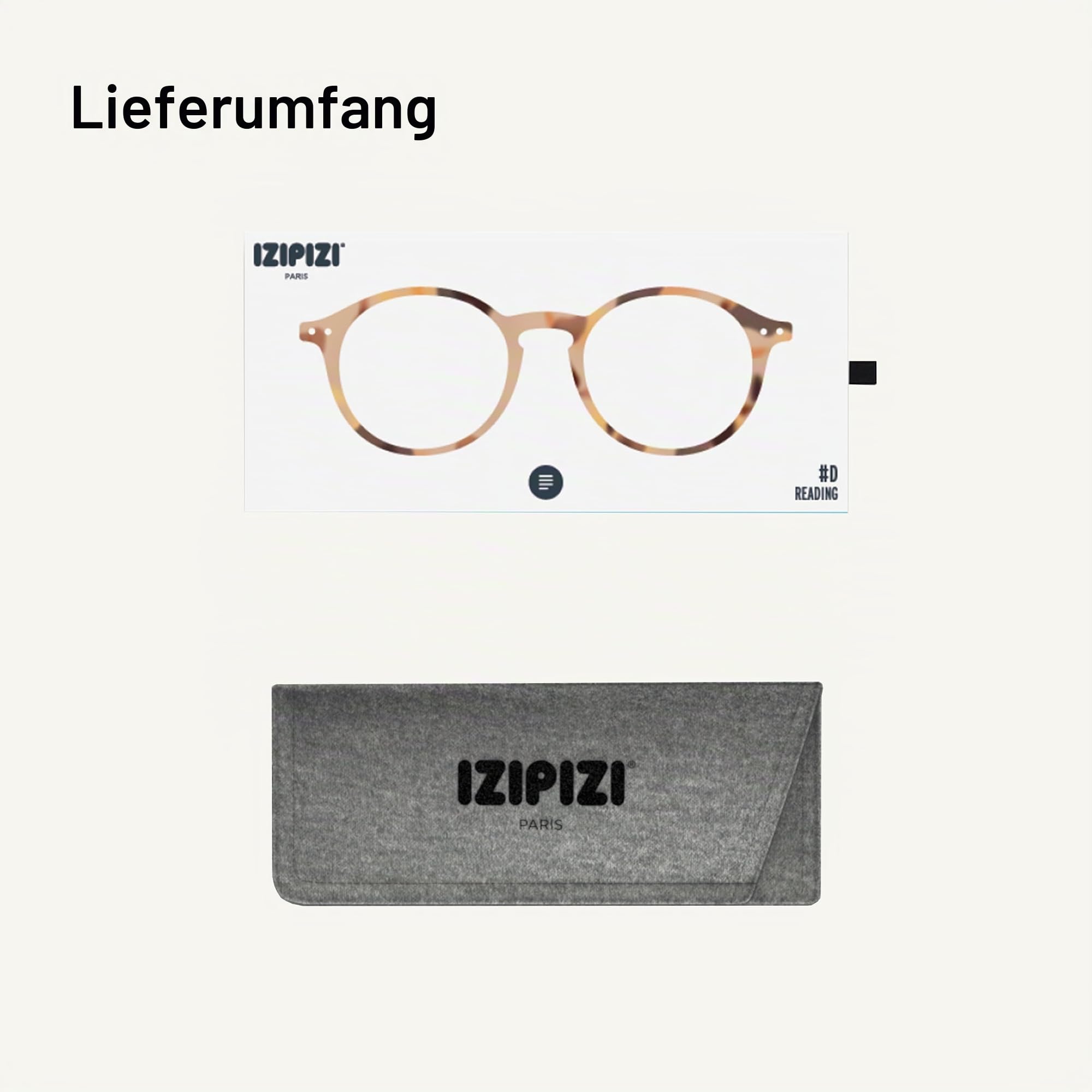 IZIPIZI Shape D Lesebrille +2 Dioptrie aus Kunststoff in der Farbe Light Tortoise, Maße: 14,2cm x 13,8cm x 4,8cm, LMSDC69_20