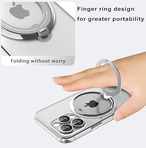 Miniatura 7 de Funda para iPhone 12 Pro compatible con MagSafe soporte de anillo giratorio de 360 con soporte invisible, funda protectora delgada transparente a