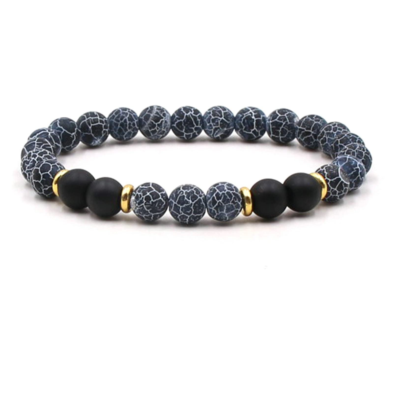 HLTYGWX Herren-Diffusor-Armband Lava, 8 mm Lavastein-Armband mit bunten Perlen, elastisches Armband für Damen, 19 cm