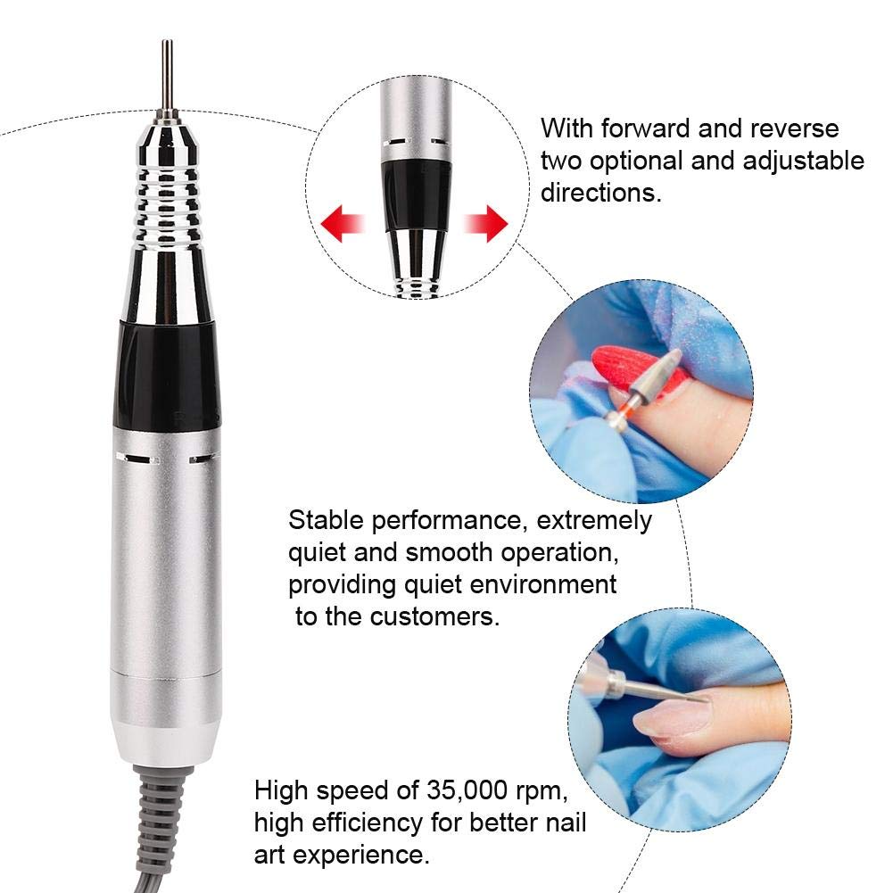 35000RPM taladro de uñas eléctrico Handpiece, manicura pedicura pulido forma herramientas, taladro de uñas acrílico herramientas uñas falsas accesorios