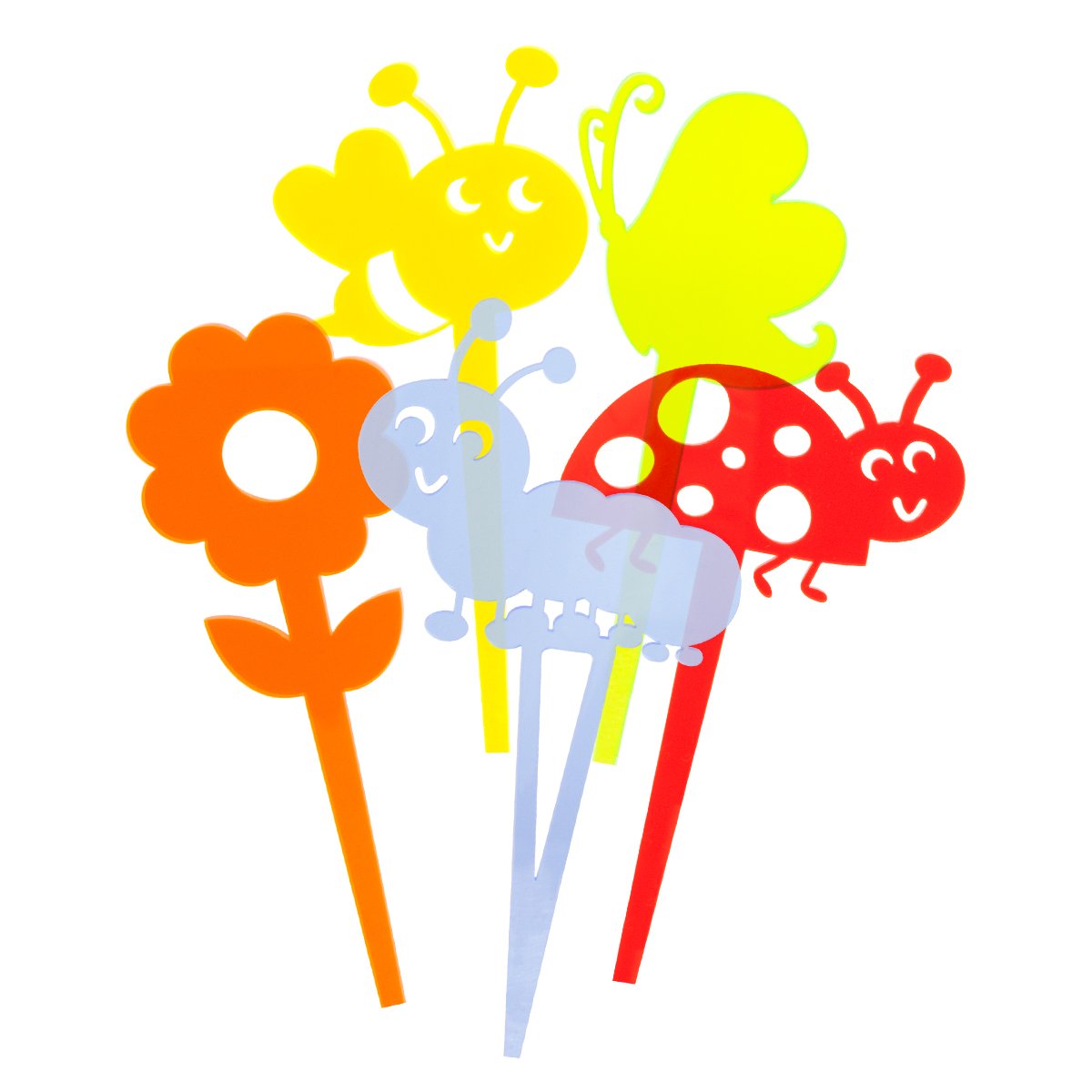 SUNPLAY Blumenstecker 3er Set – Fluoreszierend, Made In Germany, In Orange, Gelb & Rot