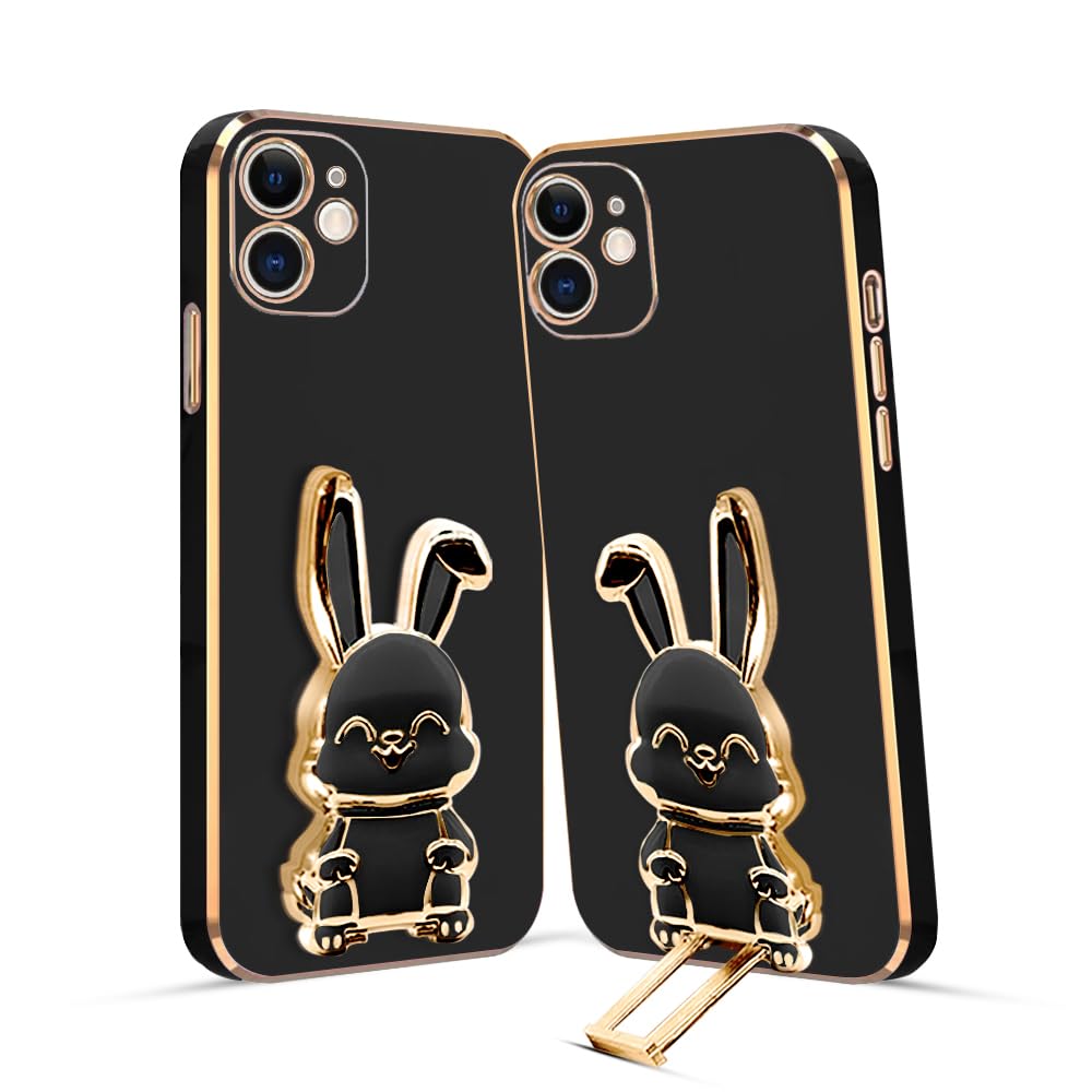 KARWAN®️ 3D Bunny with Folding Stand Back Cover Case Compatible for iPhone 12 | iPhone 12 Pro | Slim electroplated case | Stand case | Soft TPU | Space Astro Theme | Camera Protection-Black (B0CGNWVWBJ) Amazon Price History, Amazon Price Tracker