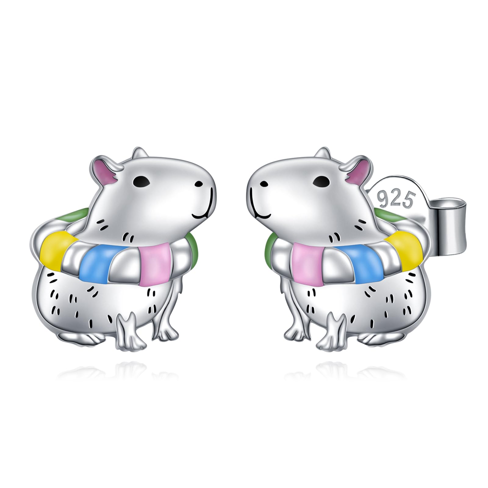 Flyow Set Gioielli Capybara In Argento 925: Orecchini E Collana Ipoallergenici, Regalo Simpatico Per Donne
