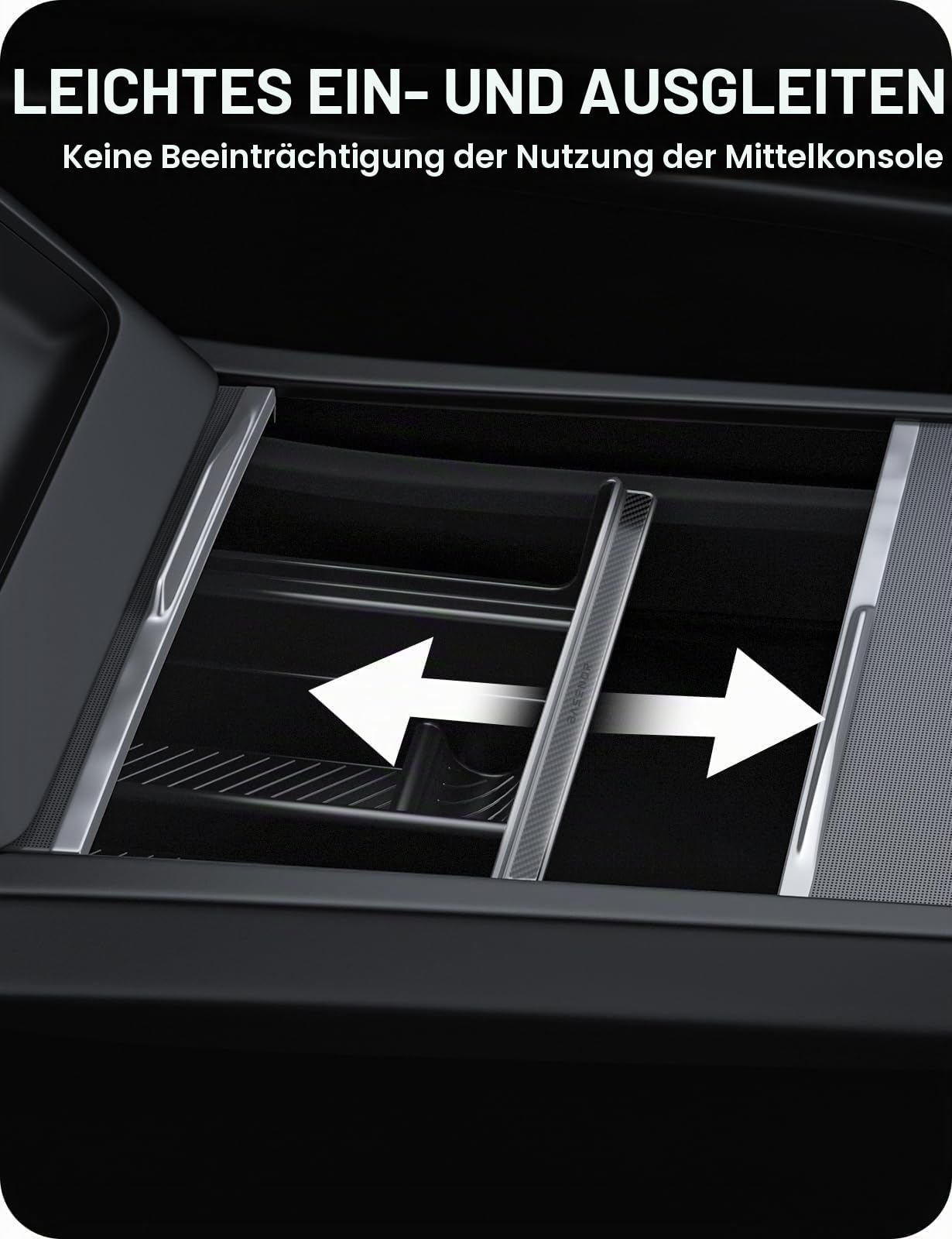 BASENOR 2024–2026 Model Y/3 Mittelkonsolen-Organizer-Ablage, Getränkehalter-Armlehnen-Staufach für Model Y Juniper Model 3 Highland
