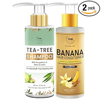 TNW ? The Natural Wash Tea Tree Shampoo and Banana Conditioner for Dandruff-Free & Silky Smooth Hair | Toxin-Free Haircare Products | Best Haircare Products with Natural Ingredients