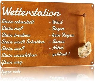 Wetterstation Brown Weather Station Rustic Vintage Metal Sign 8X12 Inch