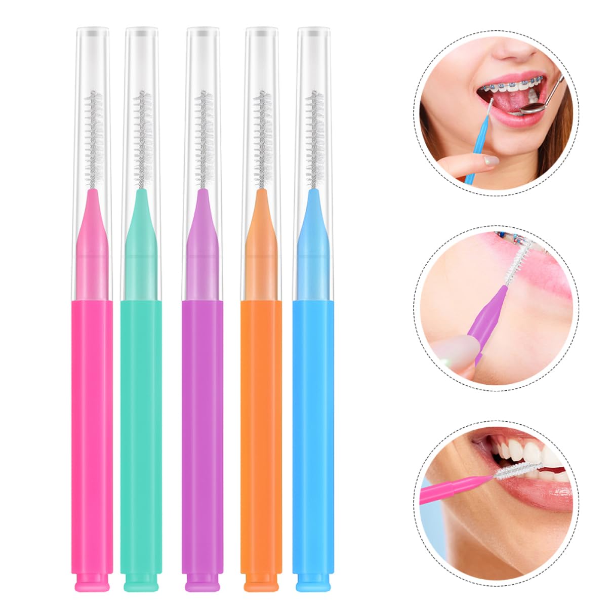 SOESFOUFU 200pcs Interdental Cleaning Brush Ergonomic Care Tool for Essential Toothbrush for Oral Multi-Color
