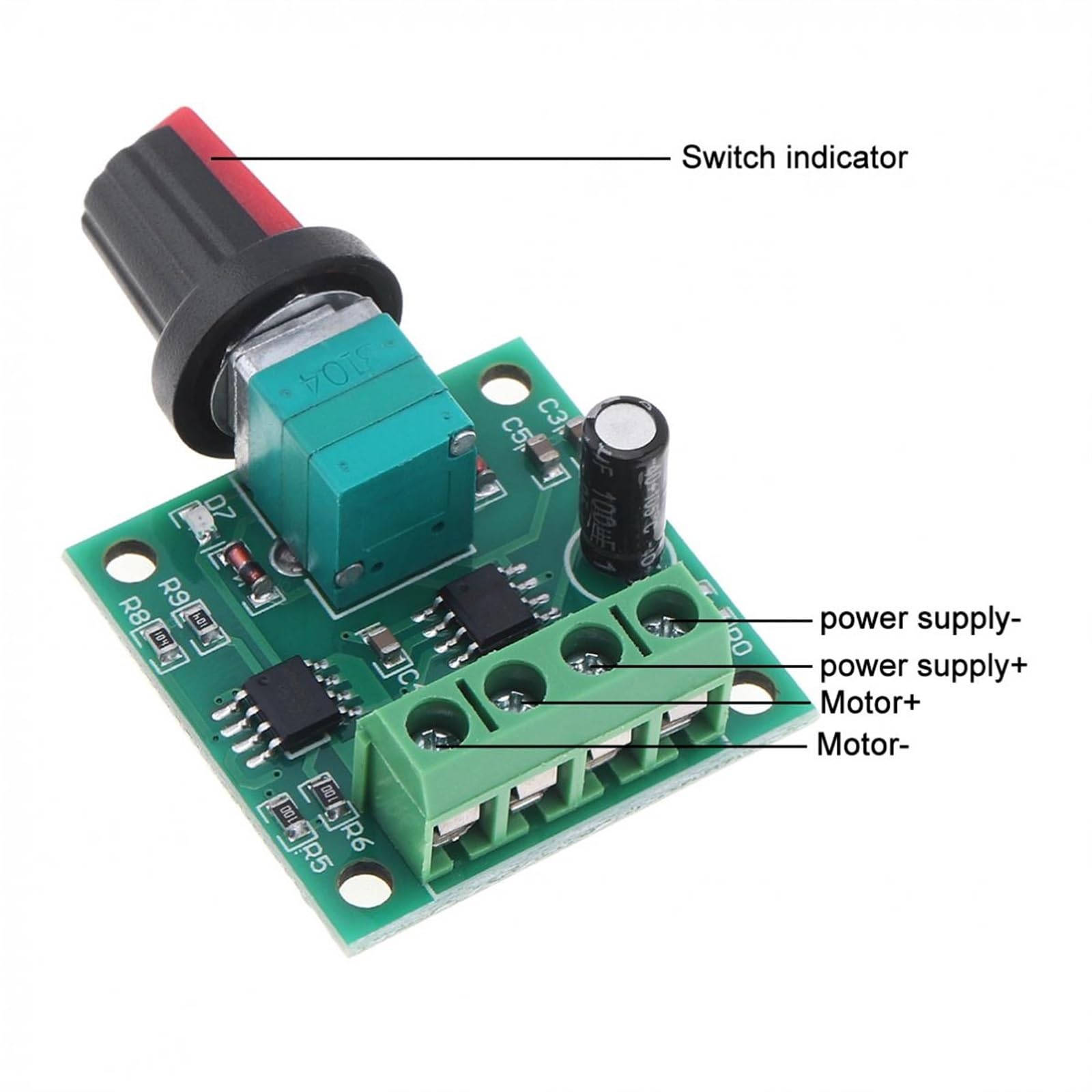 MOBYAT DC 1,8 V 3V 5V 6V 12V 2A PWM Controlador de Velocidad del Motor Interruptor de Control de Velocidad del Motor de bajo Voltaje PWM 0-100% Unidad Ajustable 1 Uds