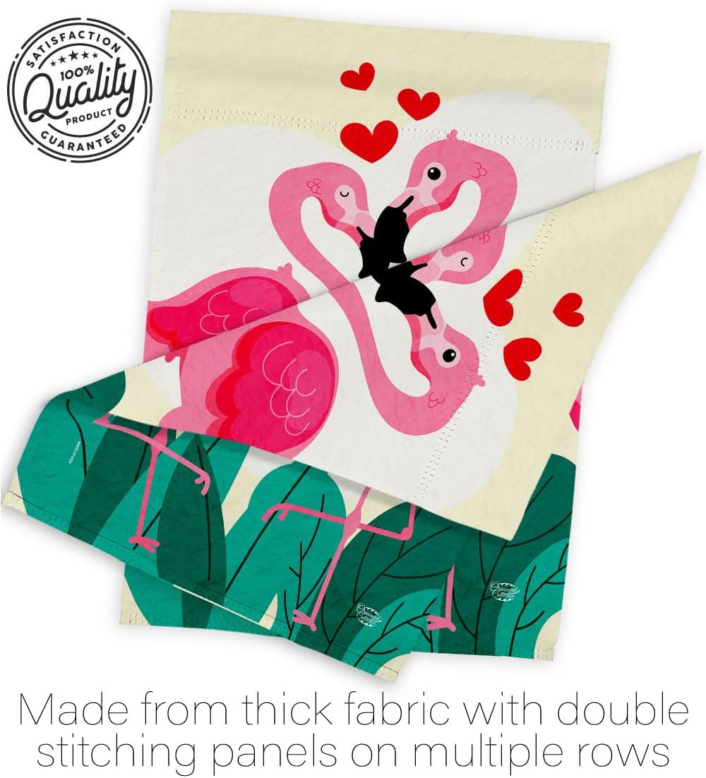 True Love Flamingo Garden House Flag Set Springtime Valentine Happy Heart Couple Romantic February Holiday Decoration Banner Small Yard Gift Double-Sided, Made in USA