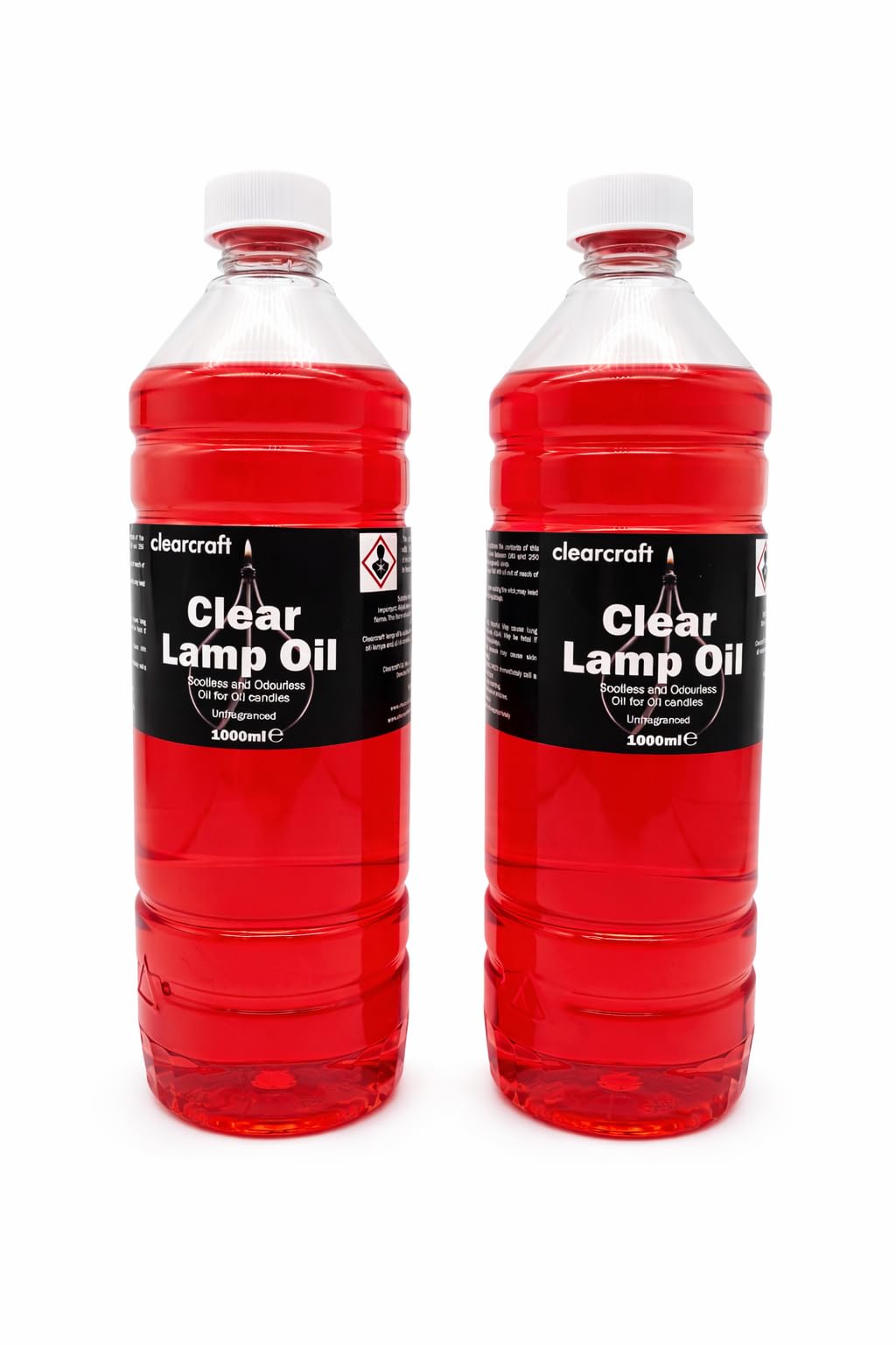 Clearcraft Red Smokeless, Odourless Colou Lamp Oil - 2 X 1 Litre - Free Funnel Included. (Red)