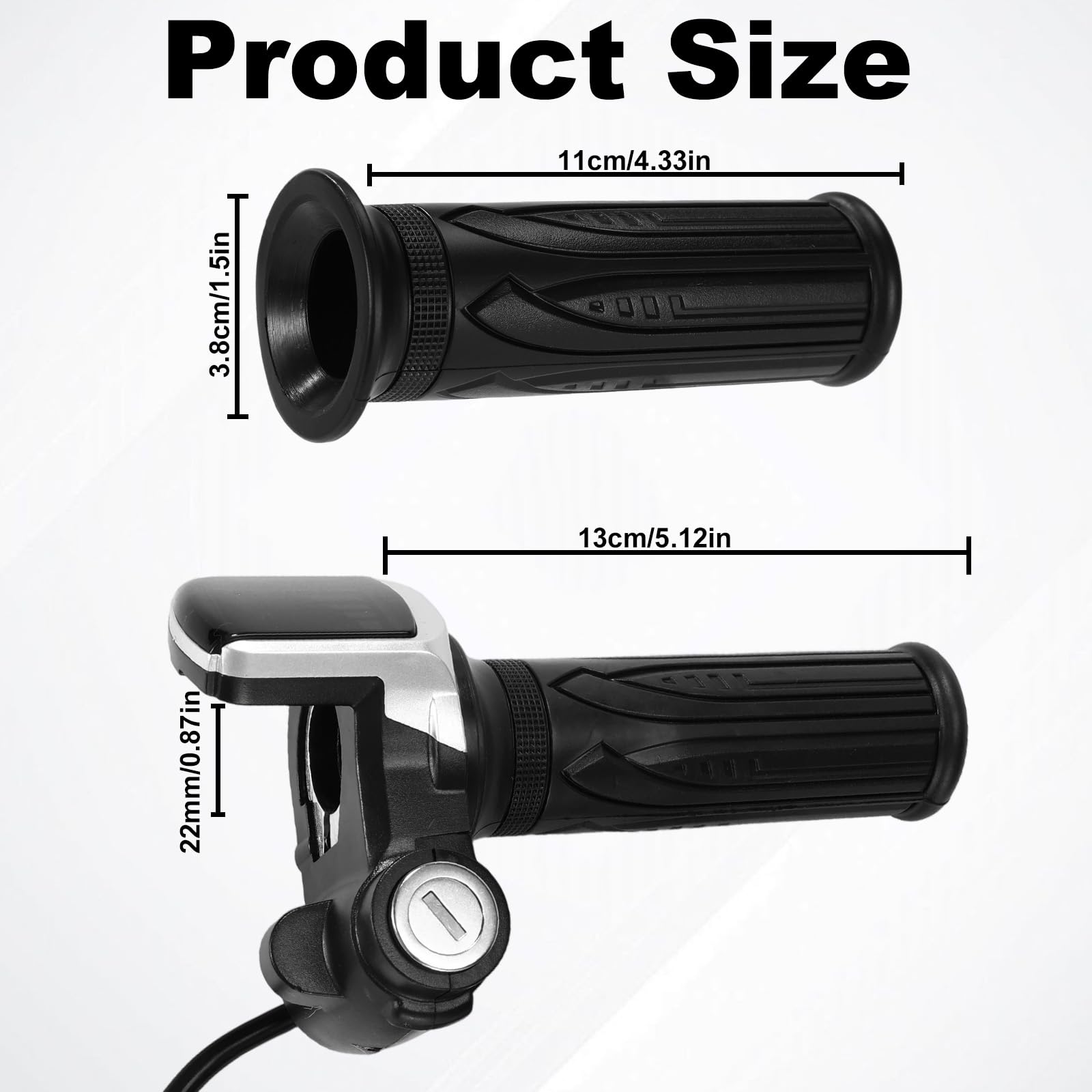 5pz Set di Manopole Acceleratore Bici Elettrica per Ridstar Q20, Impugnatura Acceleratore a Rotazione Completa per Bici Elettrica con 2 Chiavi e 1 Chiave Inglese(Nero)