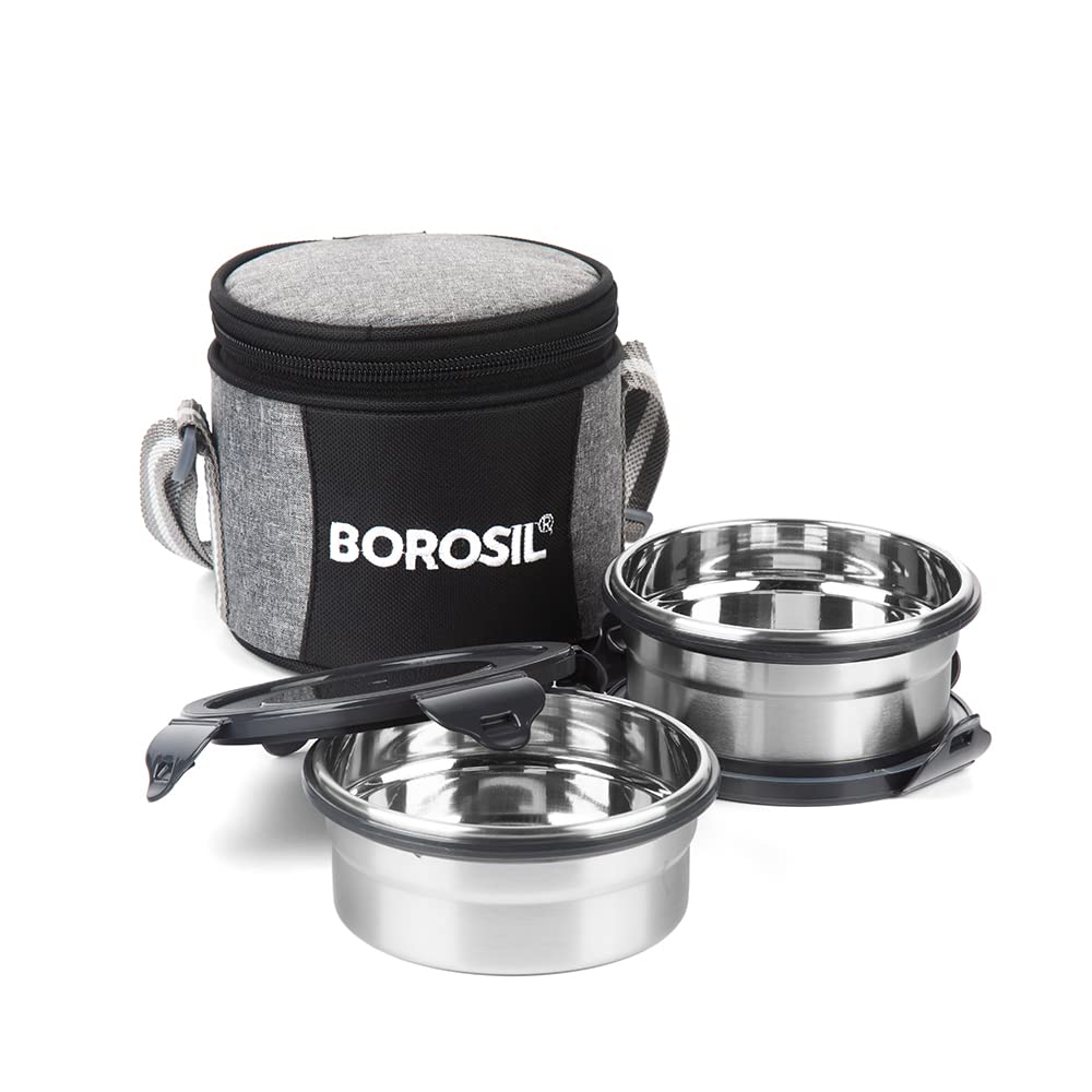 Borosil Stainless Steel Lunch Box with Bag for Office Men & Women, Set of 2 — Amazon image 2