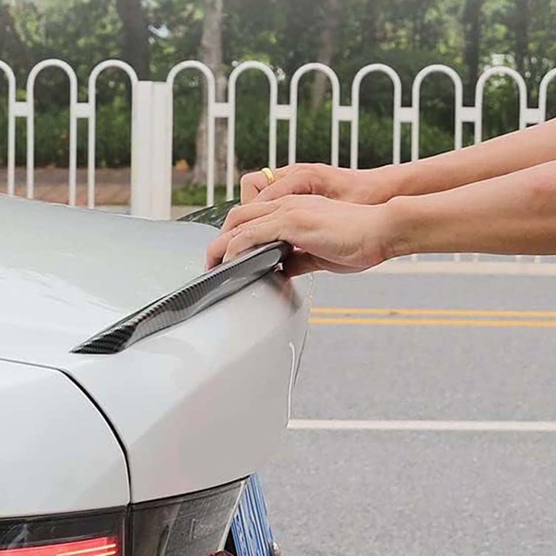 Spoiler bagażnika tylnego samochodu dla Nissan Note 2014 2015 2016,Płetwy rozdzielające spoiler dachu bagażnika, dyfuzor tylnego skrzydła,B Carbon Fiber Look