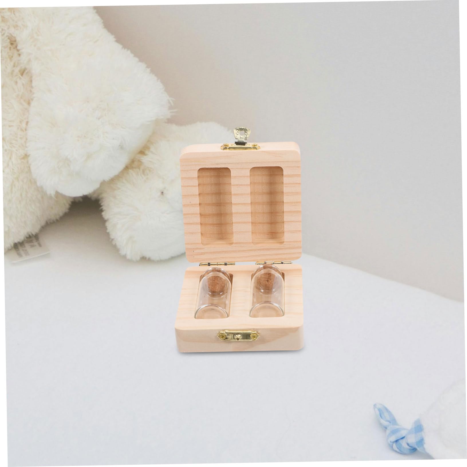 OUNONA 4piezas Caja De Almacenamiento De Recuerdos Para Bebés Organizador De Pelo Fetal y Cordón Umbilical Estilo Creativo De Madera Botellas De Conservación Botellas