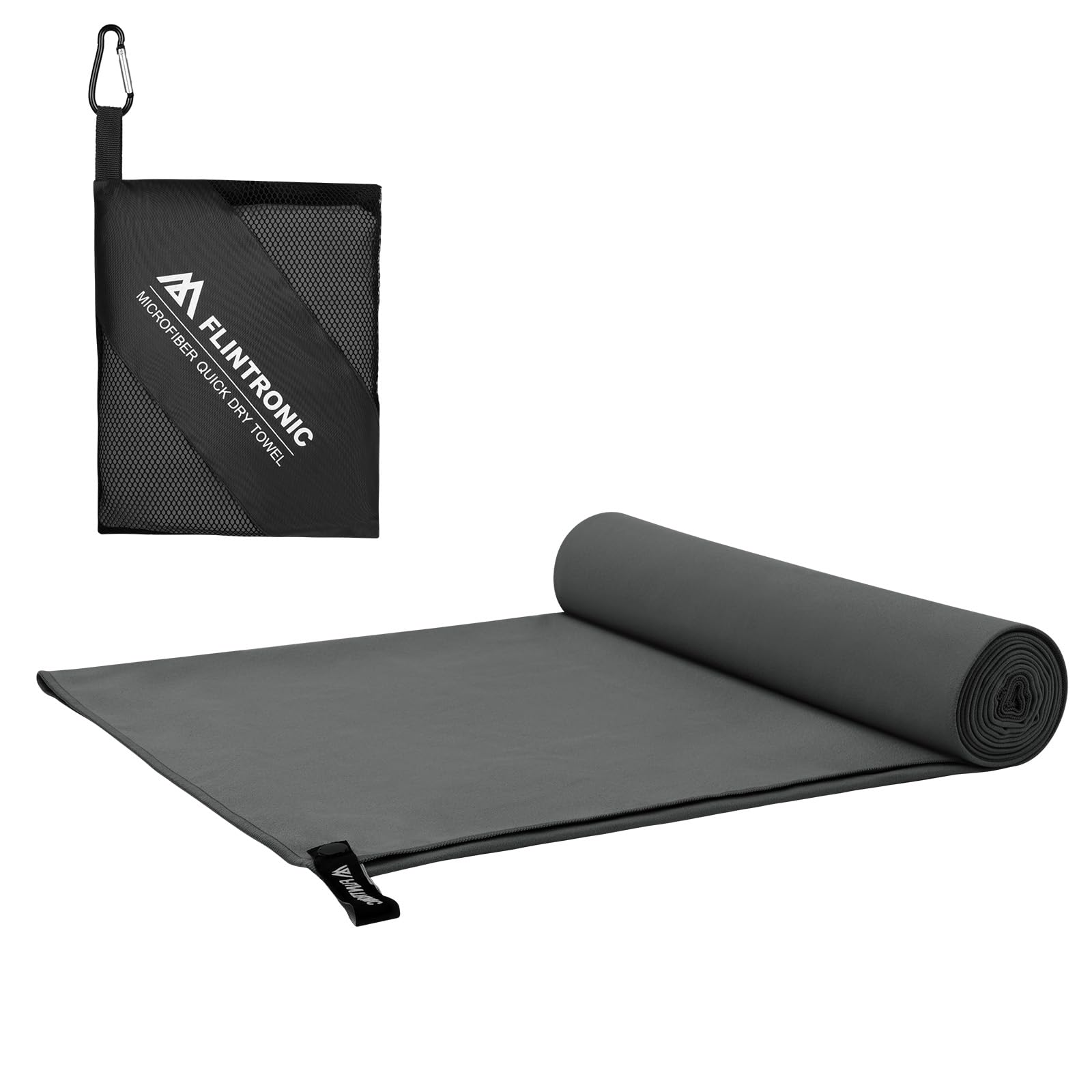 flintronic Mikrofaser Handtuch, 200x100cm Groß Badetuch, Schnelltrocknend Mikrofaser Handtücher, Sporthandtuch, Reisehandtuch, Strandhandtuch für Gym Strand Sauna, Dunkelgrau
