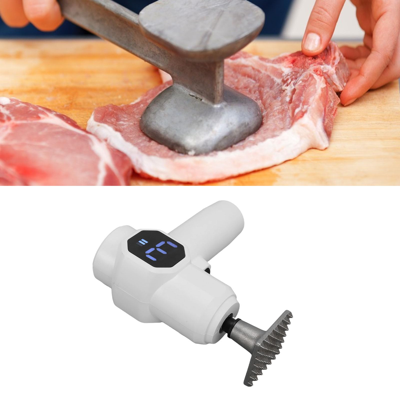 Elektrisches Fleischklopfer-Werkzeug, Fleischklopfer-Werkzeug mit 304-Edelstahlkopf für Steak, Huhn, Schweinekotelett, Hausmannskost, Chefkoch, Elektrisches, 6 Geschwindigkeiten