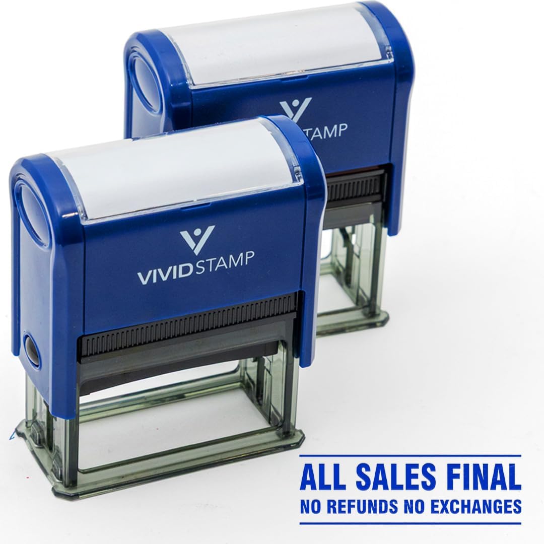 - All Sales Final No Refunds No Exchanges Self Inking Rubber Stamp (Blue Ink) - Medium 2 Pack