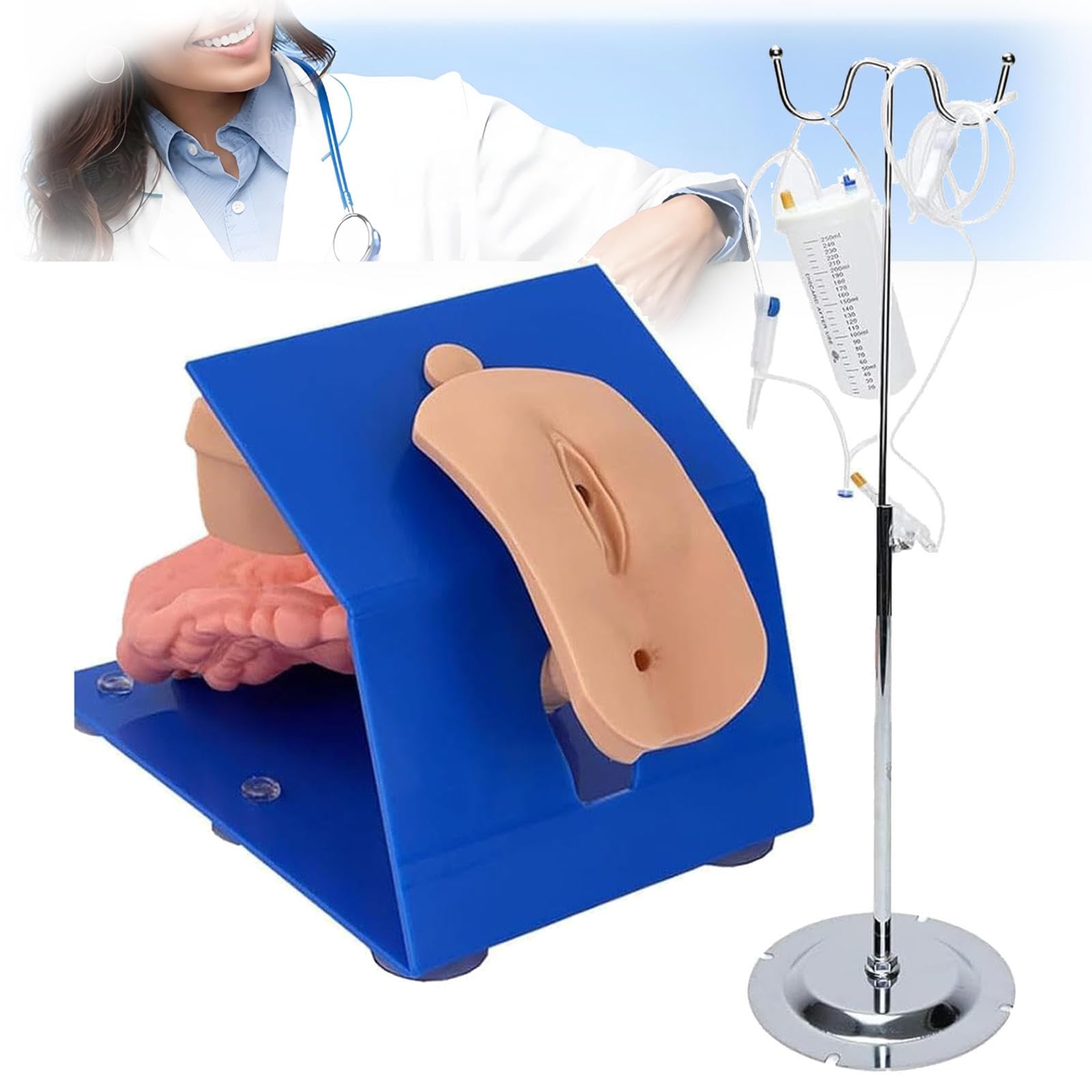 Wadpp Men's Fe Catheterization Enema Manikin Model, Urethral Catheterization Enema Simulator, Wearable Genital Catheterization Manikin For Skills Training Teaching Aids,Fe