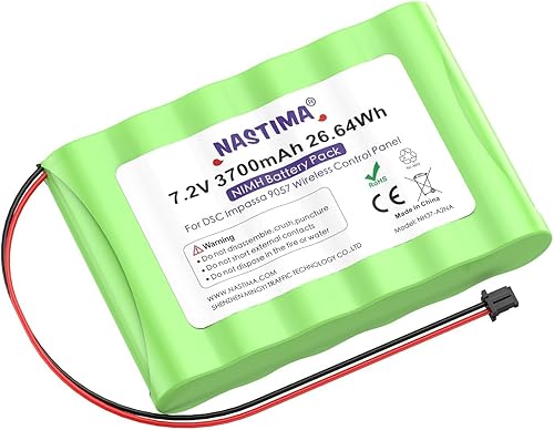 NASTIMA NIMH Reemplazo de batería para ADT DSC IMPASSA 9057 SCW9055 SCW9057 BH7236-SS 17000145 17000152 Sistema de seguridad inalámbrica para el