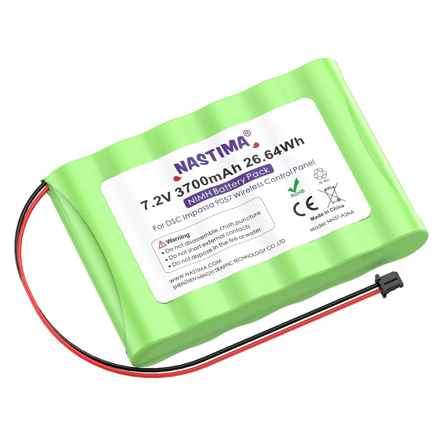 NASTIMA NIMH Battery Replacement for ADT DSC IMPASSA 9057 SCW9055 SCW9057 BH7236-SS 17000145 17000152 Wireless Home Security System | 7.2V 3700mAh