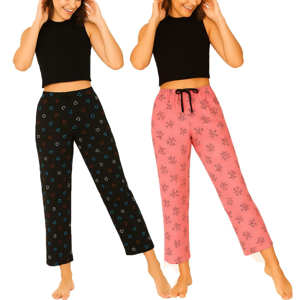 Womens Cotton Printed Pyjamas,Night Pants For Womens,womens lounge pants Pack of 2-picture-10