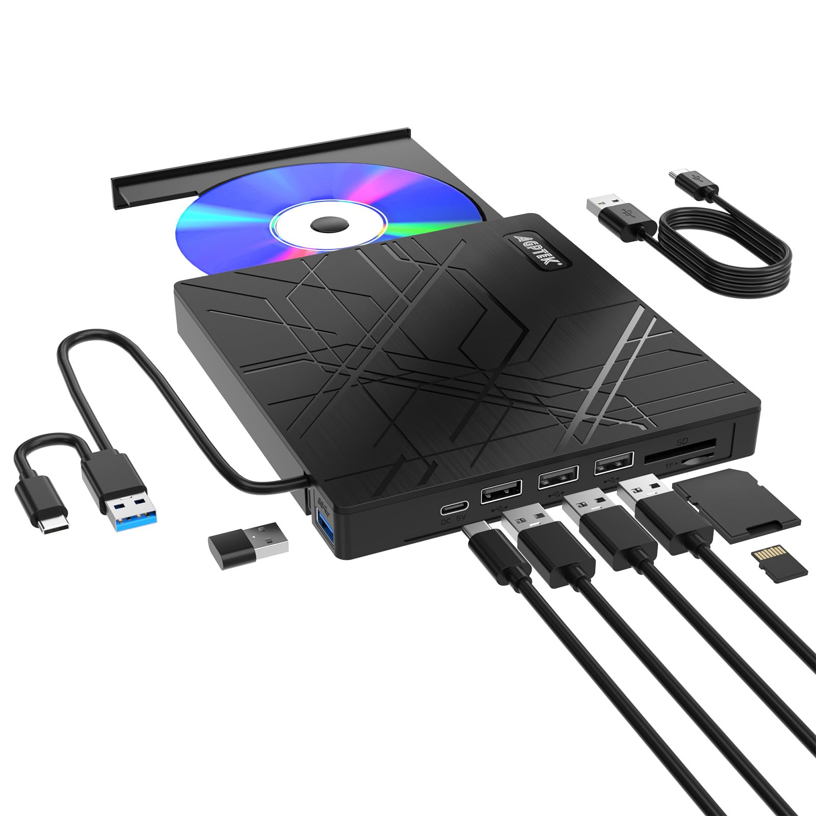 Amazon.com: AGPTEK 8 in 1 External CD/DVD Drive for Laptop, USB