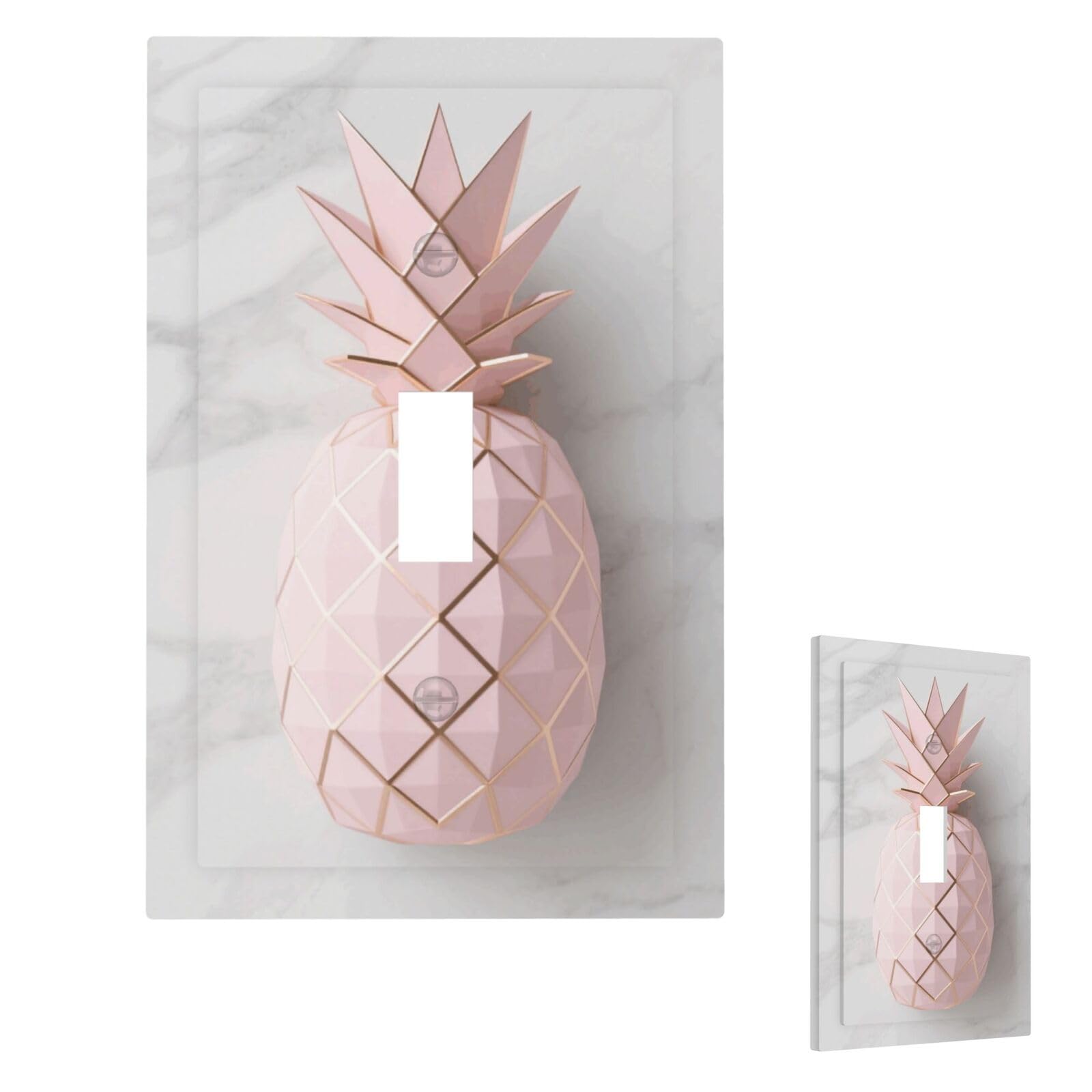Gold Pineapple Wall Plate Cover Modern Decorative 1 Gang Light Switch Cover Unbreakable Receptacle Outlet Covers For Living Room Bedroom Home Decor Single Toggle