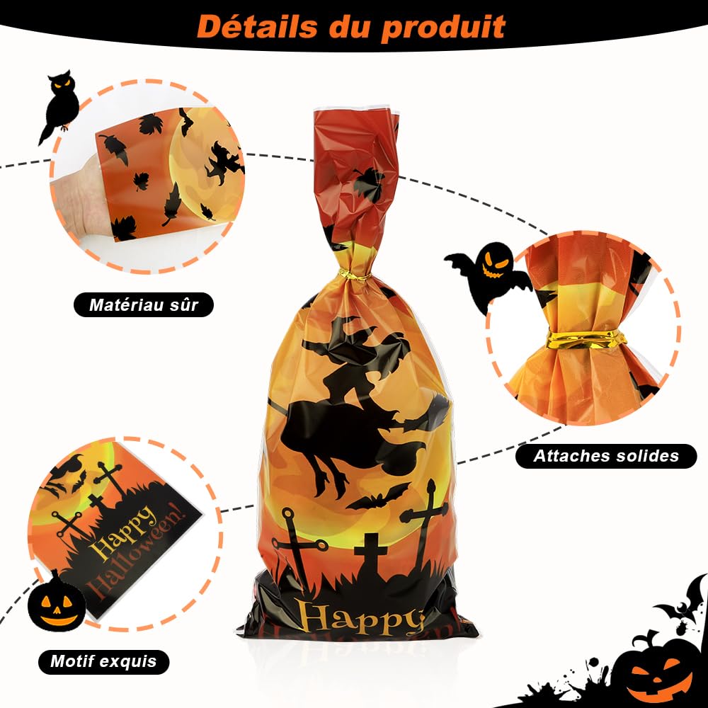 Sachet Bonbon Halloween,Plastique Halloween Bonbons,Sacs Bonbons