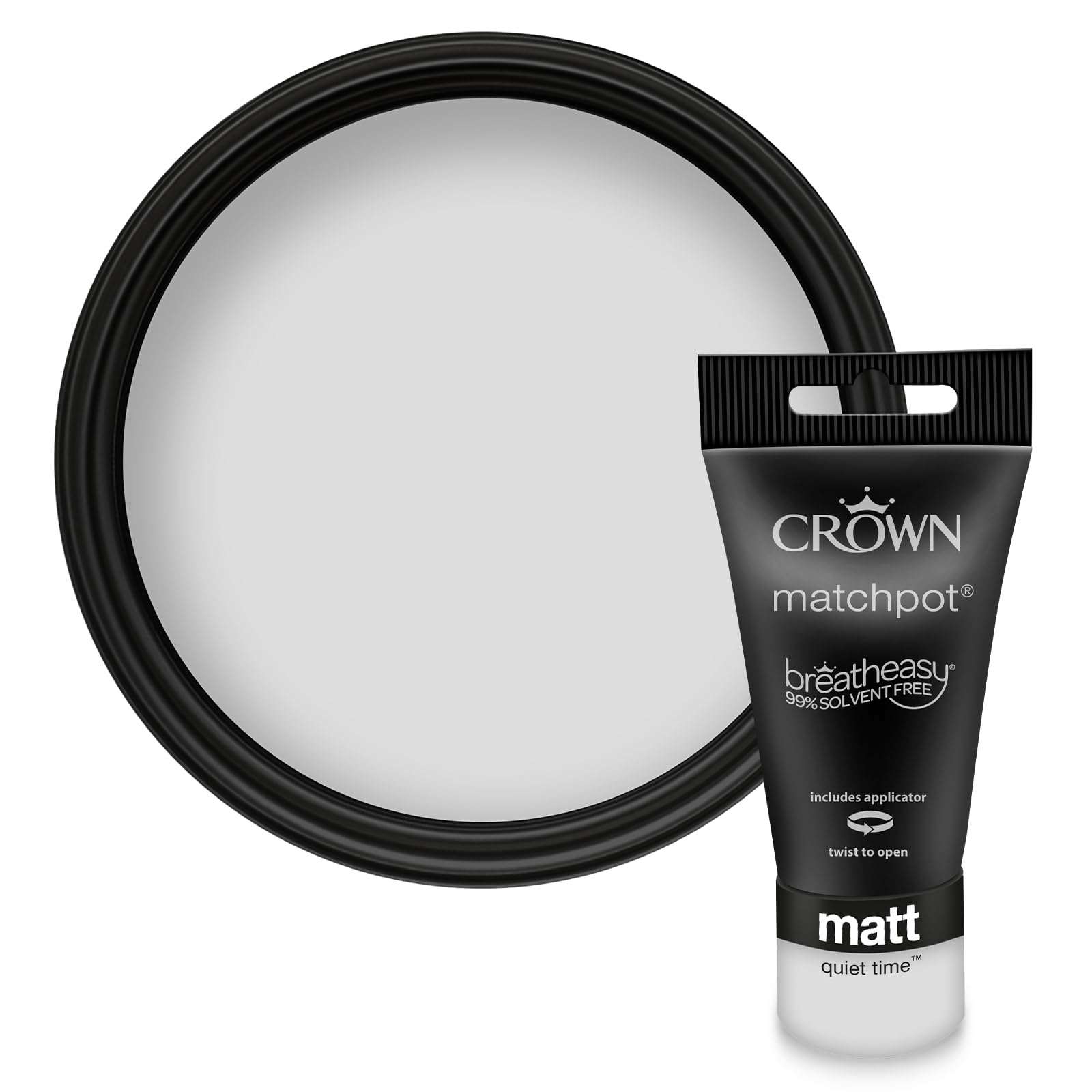 Crown WALLS & CEILINGS Pale Grey Matt Paint Tester Pot - Sample 40ml