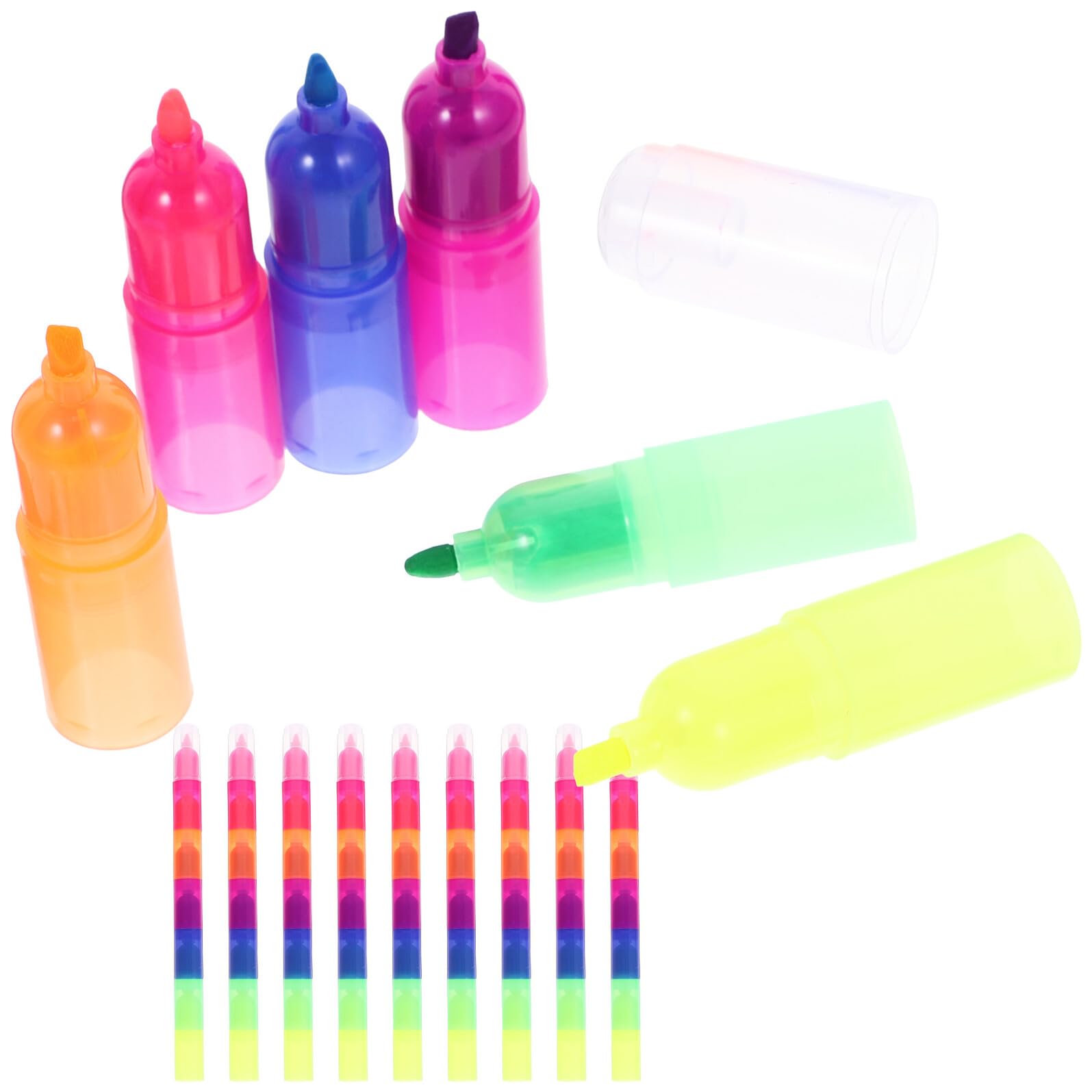 50 Stück 10 Stück Kleine Mehrfarbige Textmarker mit Starker Deckkraft Flacher Graffiti Marker Leuchtende Farben und Schülerbedarf für Schule und Scrapbooking