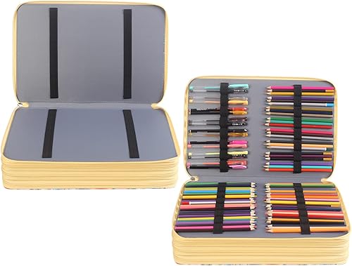 Miniatura 5 de Shulaner Estuche para lápices de colores, 128 ranuras grandes con capacidad para 384 lápices o 256 bolígrafos de gel con cierre de cremallera de 4
