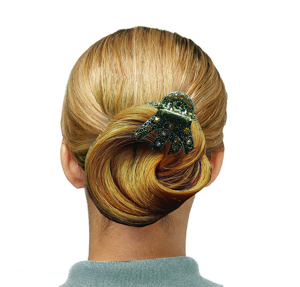 Barrette à Cheveux Métal Avec Cristaux Bleu Boréalis - Grande Brillance - Modèle B1 - Occasion