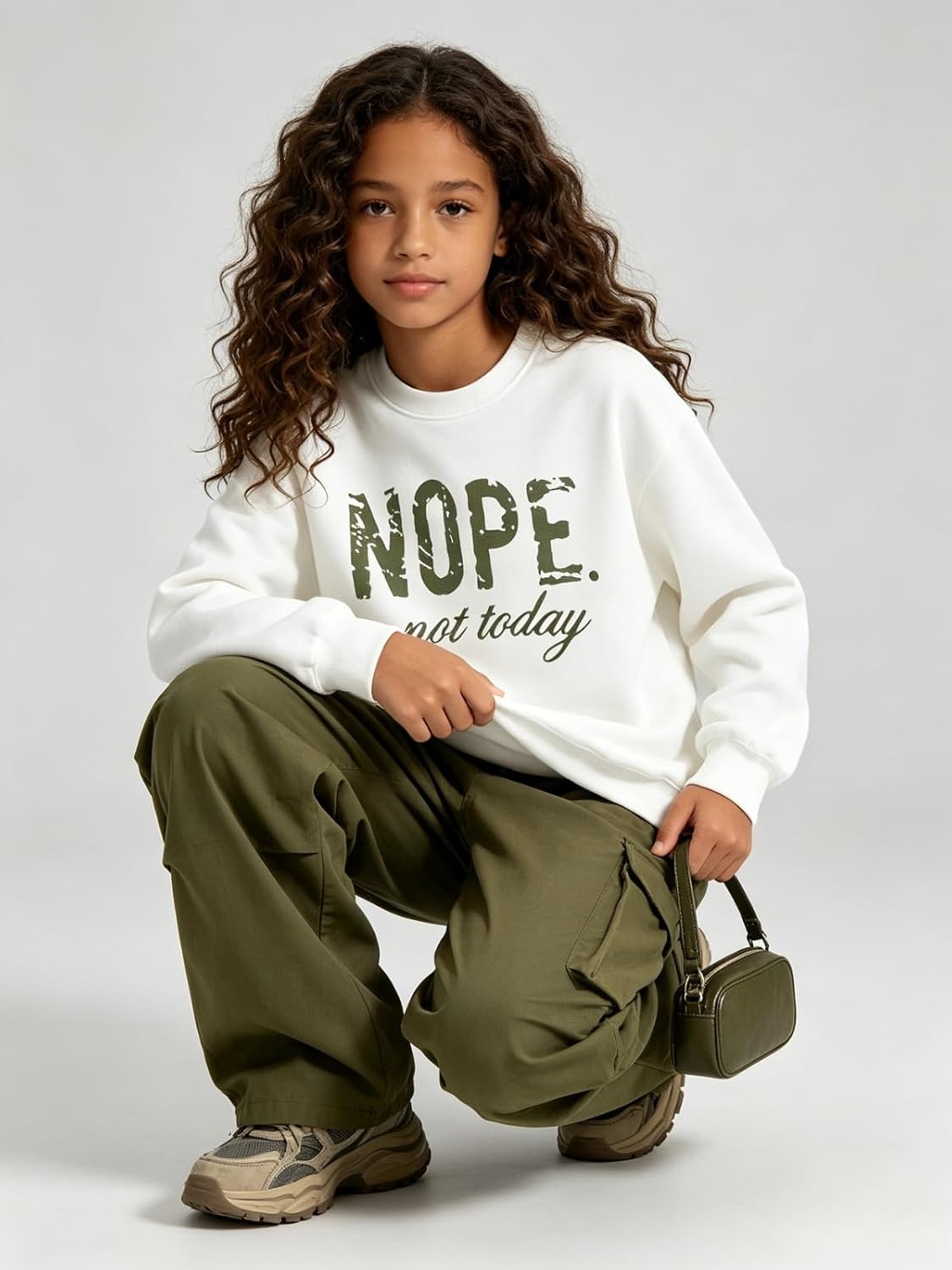 Teen Girls Clothes 2 Piece Outfits Letter Print Long Sleeve Tops and Cargo Pants Clothing Set