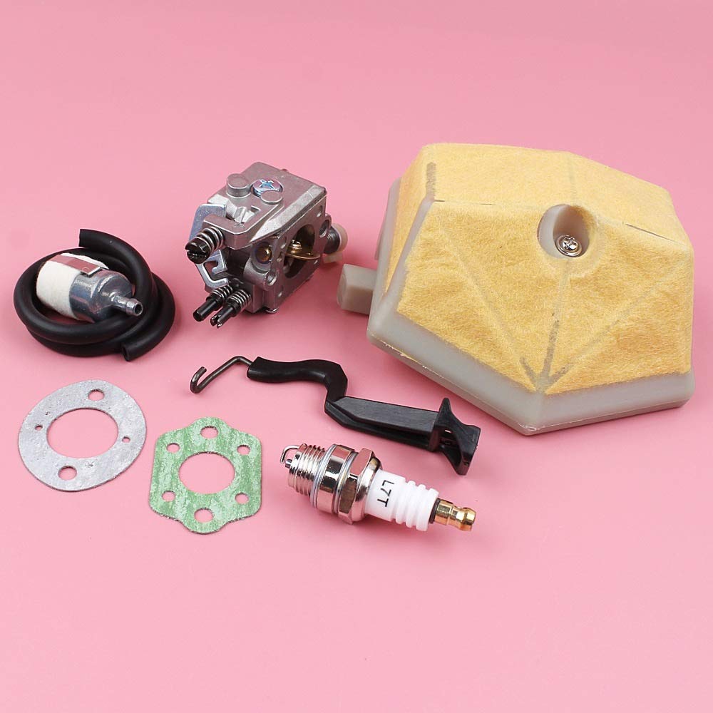 HAOHAO Carburador de Carb Compatible with Husqvarna 55 Filtro de Combustible 51 Estrangulador de Líneas Aéreas de Rod Junta Bujía Motosierra reemplazo del Recambio