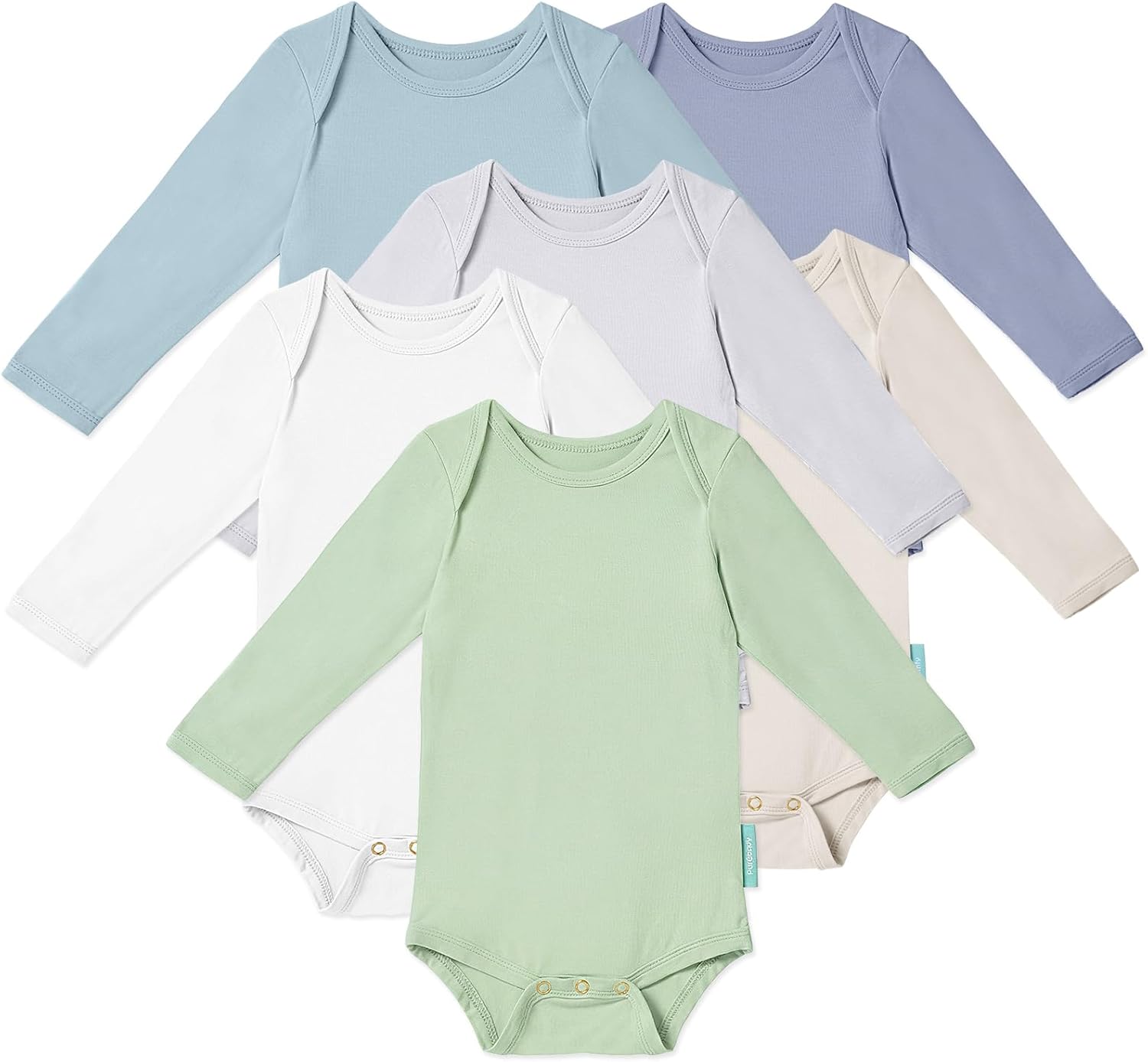 PurComfy Supersoft Long Sleeve Baby Bodysuits, Premium Bamboo Rayon Bodysuit Unisex Boy Girl 0-3-6-9-18-24 months