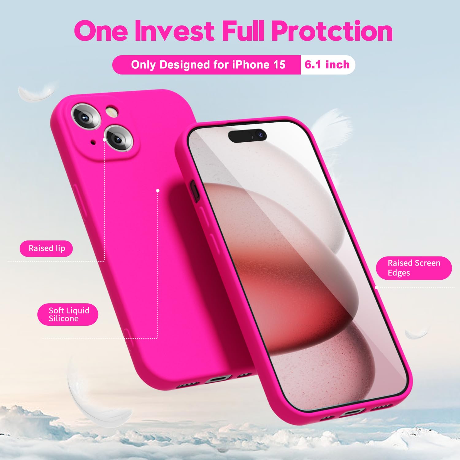 oakxco for iPhone 16 Pro Max Case Liquid Silicone, Soft Rubber Gel Elegant Aesthetic Basic Simple Cover, Cute Thin Slim TPU Matte Solid Color Plain Smooth Case for Women Girl, Light Pink — view 1549