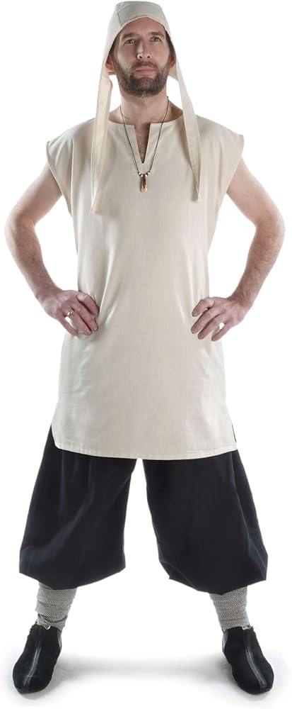 HEMAD Túnica Medieval Jorel Sin Mangas - Algodón 100%, Cuello V, Para LARP Y Vikingo (S-XXXL)
