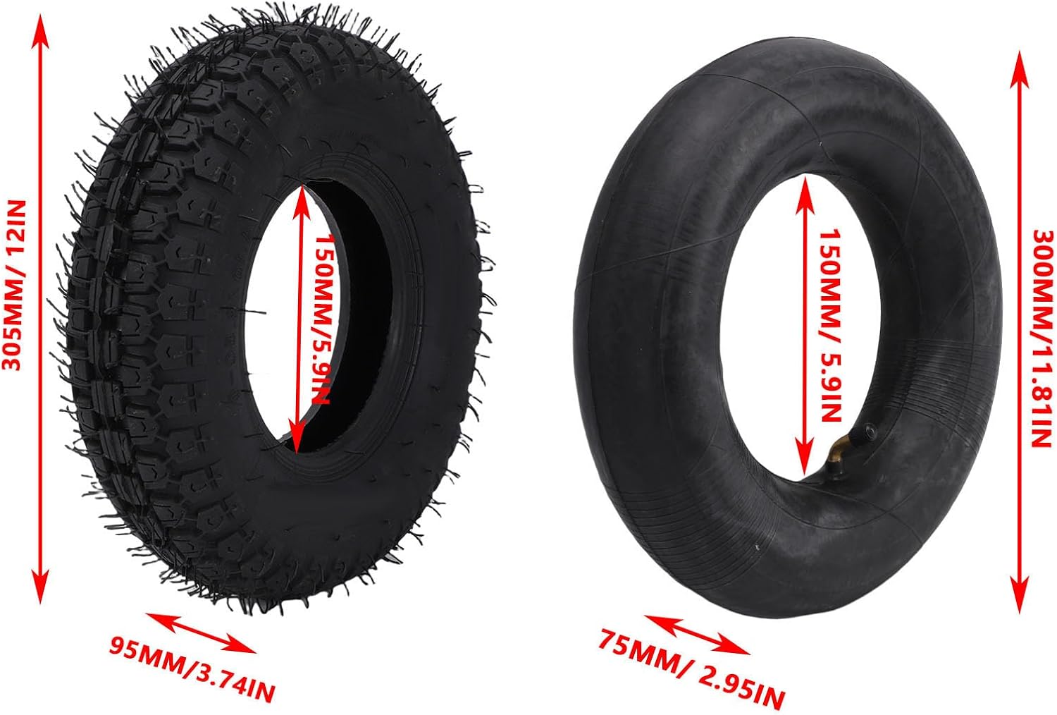 Acouto 4.10-6 4.10/3.50-6 Tire and Inner Tube Rubber for Go Kart ATV Mini Bike Garden Rototiller Wheelbarrow Lawn Tractor