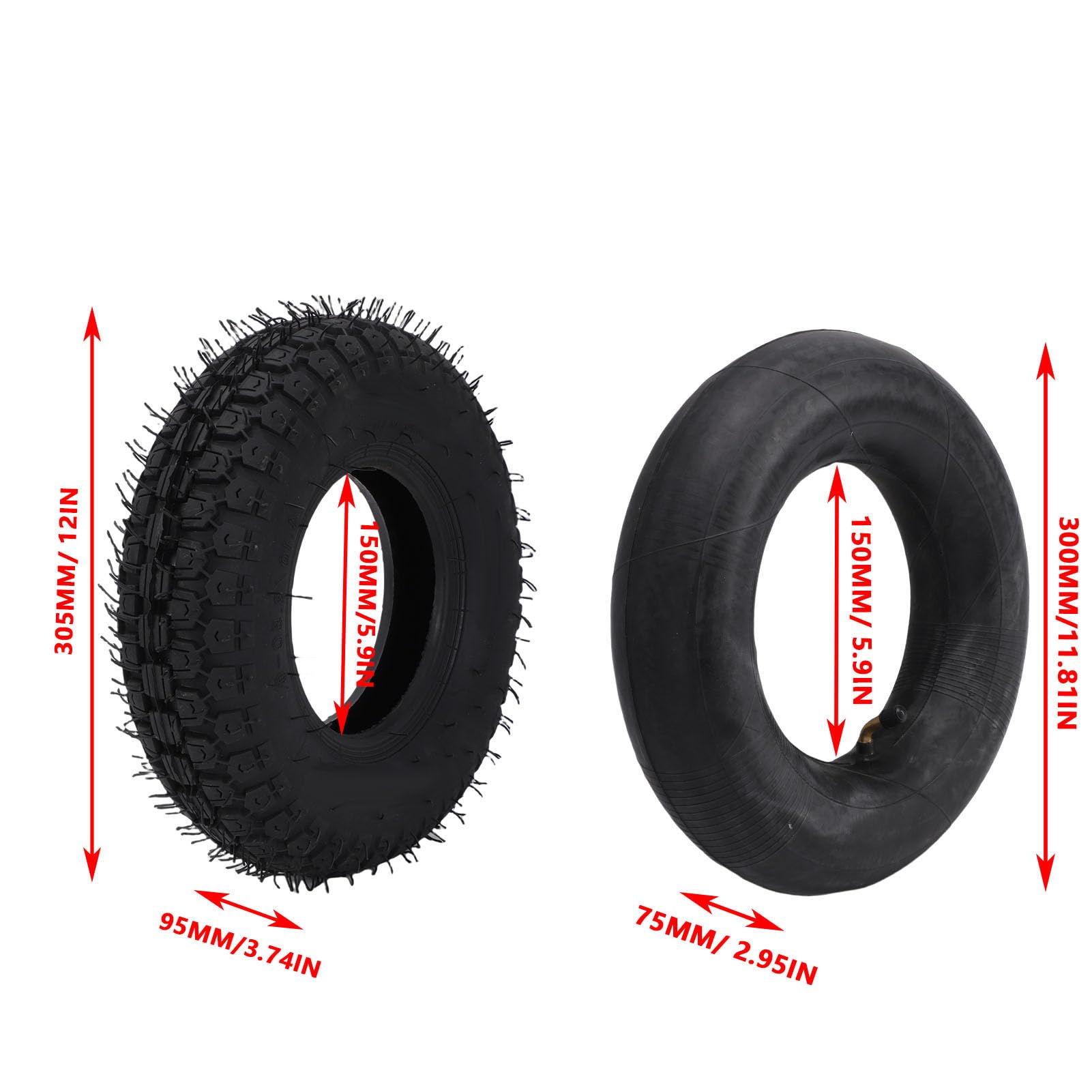 Drfeify 4.10-6 Set di Ricambio in Gomma per Pneumatico e Camera d'aria 4.10 3.50-6 Go Kart ATV Pneumatico per Mini Bici Trattorino Carriola Rotozappa con Impugnatura di Trazione Facile Installazione