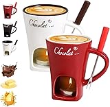 Tasse à fondue en céramique multifonctionnelle : cette casserole à fromage en céramique convient non seulement à la fondue au chocolat - Utilisez-la également pour faire fondre du fromage, réchauffer du lait ou comme chauffe-bougies. Grâce à la fourchette adaptée, parfaite pour piquer vos fruits préférés, il est indispensable dans chaque cuisine grâce à son design polyvalent.