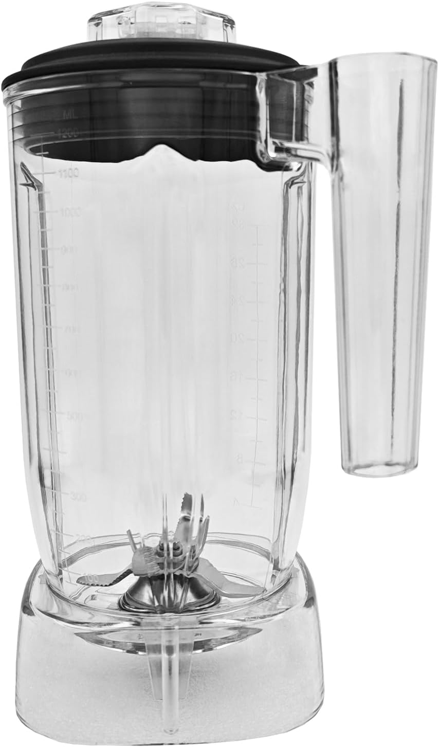 CRANDDI Replacement Pitcher, 40oz Blender Cup with Tamper, Replacement Blender Container Compatible with K98C, K85, K80, K80TS, 1200 ML Spare Cup, Serve 1 or 2 People, Clear (1.2L)