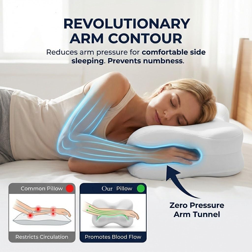 Viclemar Mellow Sleep Pillow, Mellow Cloud Pillow, Ergonomic Memory Foam Pillows, Adjustable Cervical Neck Support Pillow, for Side Back Stomach Sleepers (White) — view 7