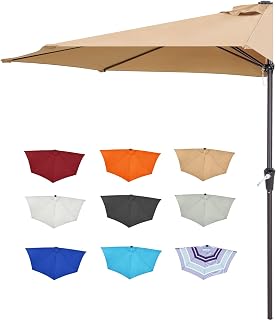 ABCCANOPY Patio Umbrella 9FT Outdoor Half Umbrella(Khaki)