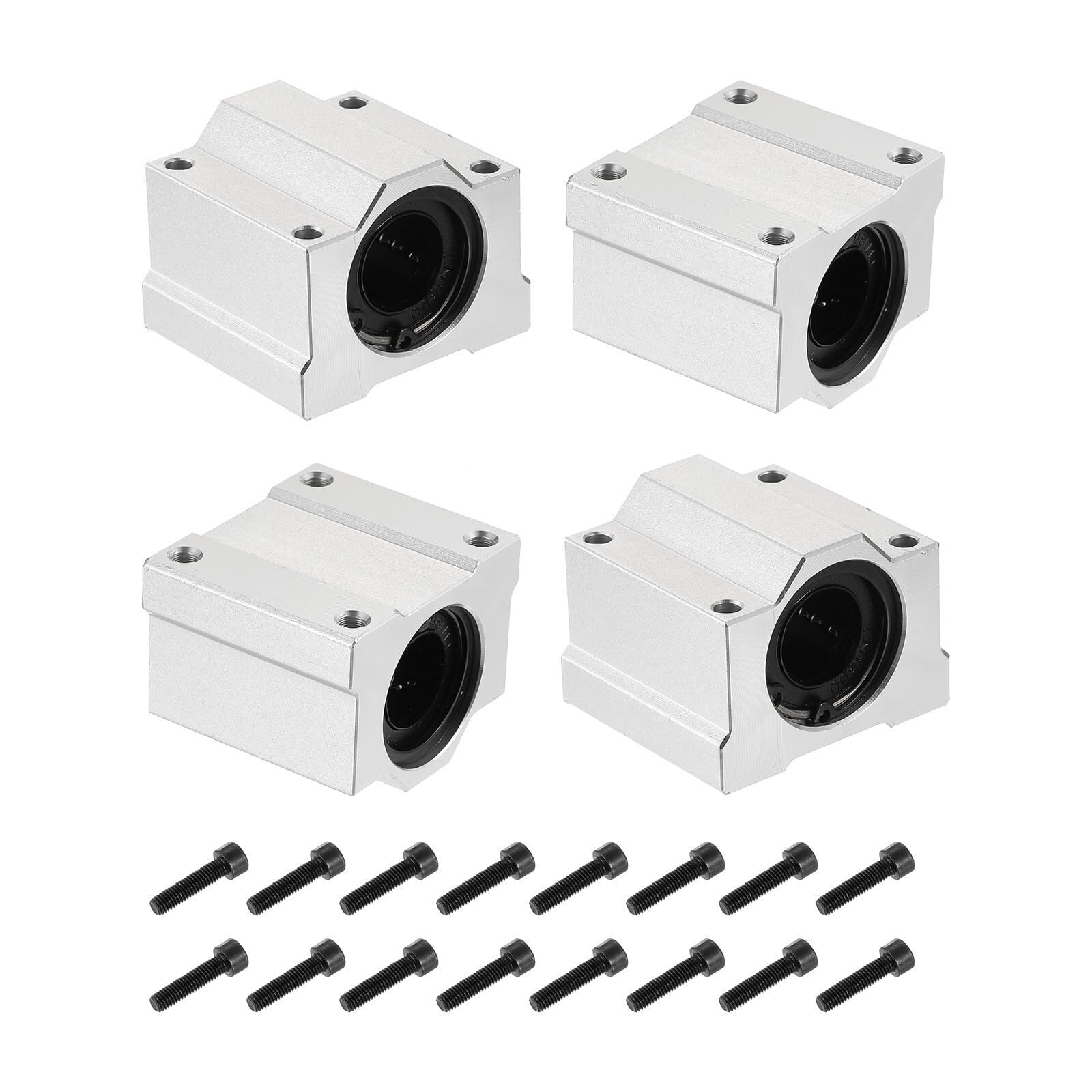 4 pièces Douilles à billes linéaires SCS16UU pour arbre 16 mm, longueur 43 mm, aluminium, pour imprimante 3D machine CNC