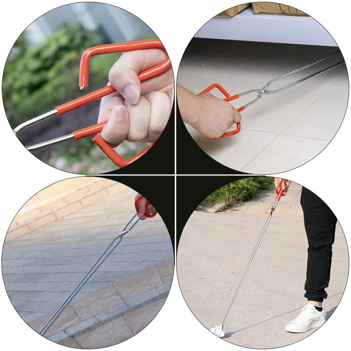 PEPLAYTAL 2pcs Stainless Steel Garbage Grabber Tool Ergonomic Waste Picker for BBQ Home Use Trash Tongs Design Handy for Outdoor Parties Cleanups