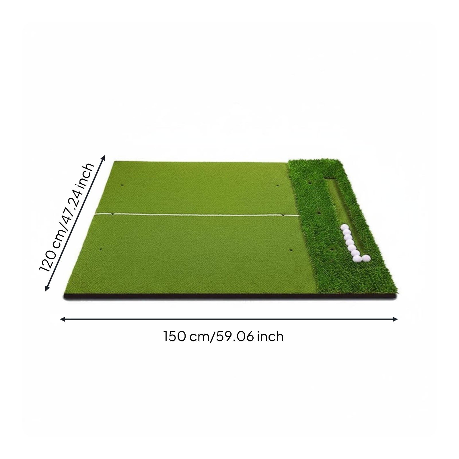 KESOTO Alfombrilla de Entrenamiento de Golf Tapete Campo Manta Colchoneta con Superficies de Práctica Variadas Rough con Diseño Que Protege Suelos Adecuada, 120-150cm, con Área De Bolas