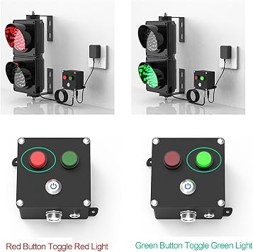 LED 2 Light Red/Green LED Loading Dock Bay Traffic Light, Industrial Signal Stop Go Light, with Control Switch, Plug & Play
