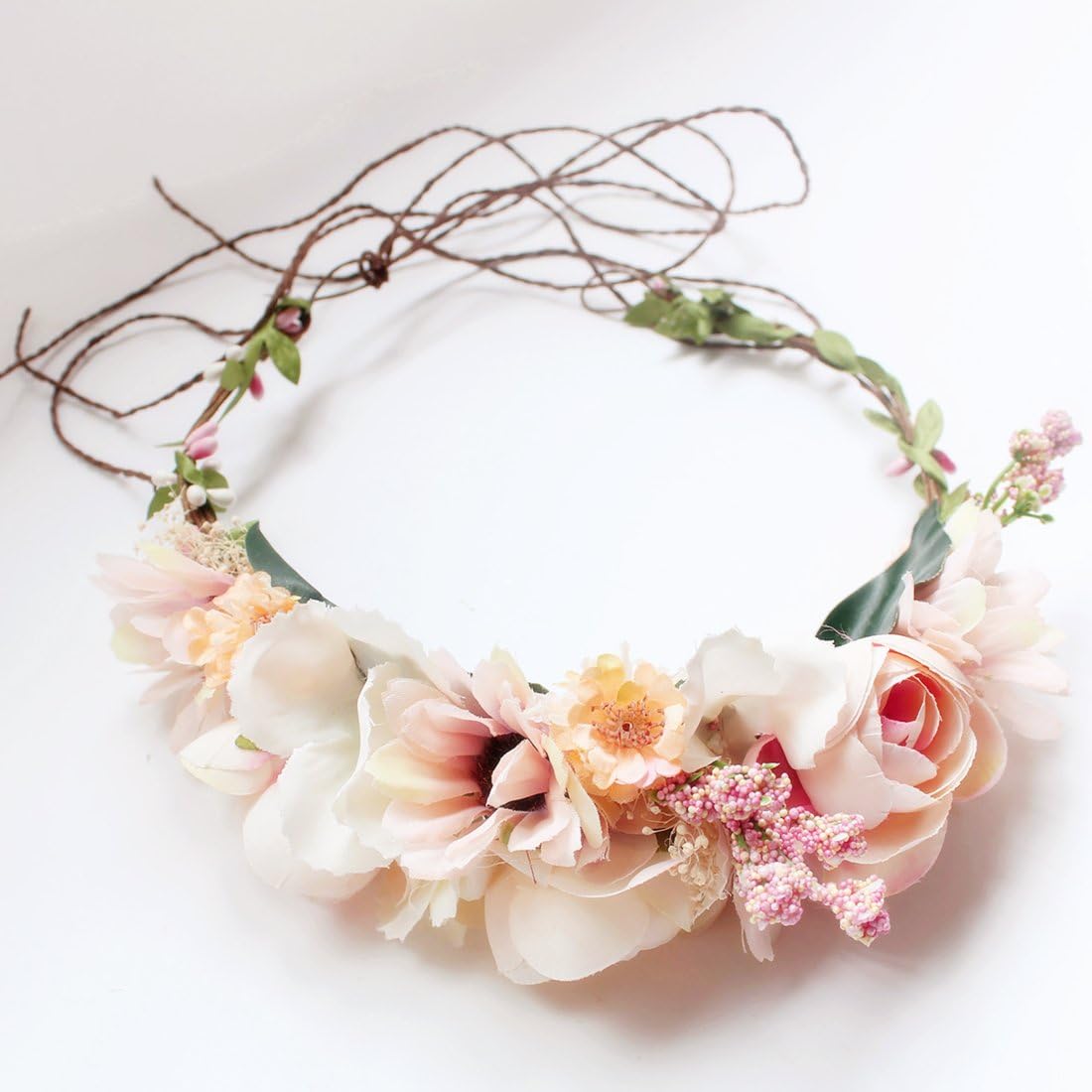 Handmade Adjustable Flower Wreath Headband Halo Floral Crown Garland Headpiece Wedding Festival Party (A13- Candy Pink) : Clothing, Shoes & Jewelry