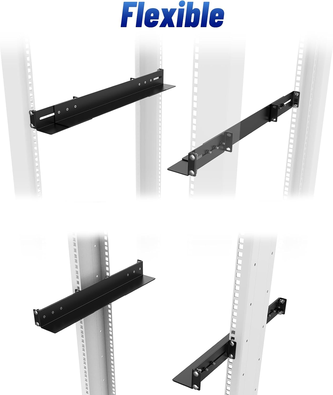 1U 19inch Server Rack Rails 15-24 inch Adjustable Depth Server Rack Rail for Universal 2&4-Post Rack Mount Rails for Network Equipment, Server, UPS Mounting Rail Kit Server Rack Accessories image 2
